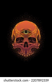 Skull with eye vector illustration