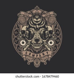 skull eye vintage logo designs vector