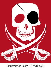skull with eyepatch and swords