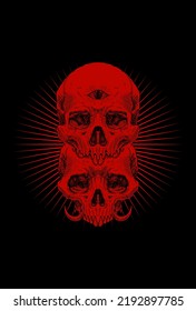 Skull with eyes and light artwork illustration