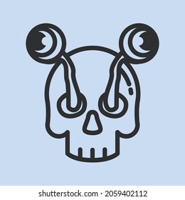 Skull, Eyes Outline Vector Icon Logo Illustration. Skull, Eyes Icon Concept Isolated Premium Vector. Flat Cartoon Style Suitable For Web, App, Logo 