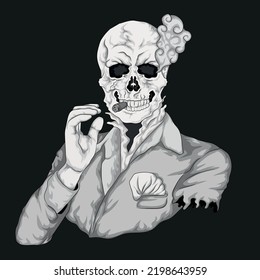 Skull Face, schwarz-weißes Porträt