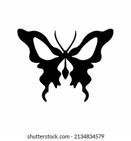 Skull Face Butterfly Icon Logo Design. Black And White Decal Stencil Tattoo. Flat Vector Illustration On White Background.