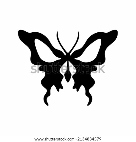 Skull Face Butterfly Icon Logo Design. Black and White Decal Stencil Tattoo. Flat Vector Illustration on White Background.