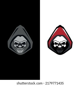 Skull Face with Cloak. Logo Design Vector Illustration