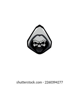 Skull Face with Cloak. Logo Design Vector Illustration