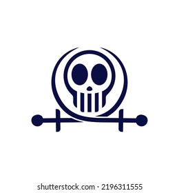 Combinación Skull Face Con Espada,Diseño Elegante Minimalista Estilo Art Line Editable