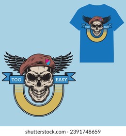 skull face, Commander, USA, FIGHT Artwork T-shirt Vector