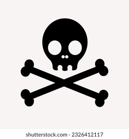 skull face crossbones danger warning sign vector icon.