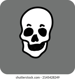 skull face dead symbol head skeleton illustration on grey background dark retro logo in spooky hallowen vibes