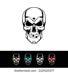 Skull face drawing black and white vector.
Skull on White background, Design head illustration for commercial use poster, card, flyer, emblem, sign. Vector illustration