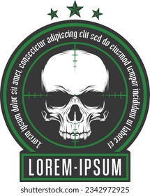Skull face emblem logo vector illustration