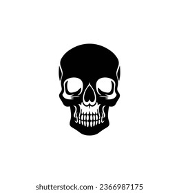 Skull face Logo of Cranium head silhouette clipart vector, Calavera symbol, halloween skeleton icon, bone tattoo. isolated on white background.