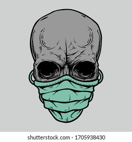 skull face in medical mask illustration