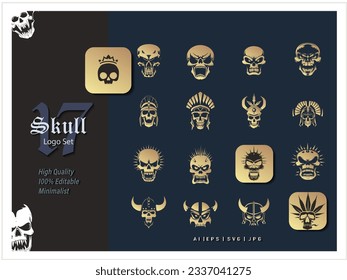 Skull face set with golden color