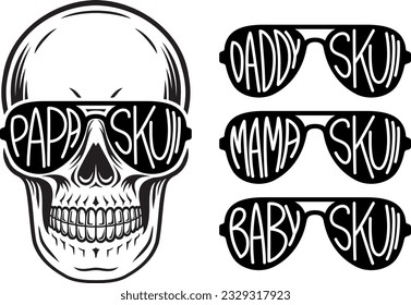 skull face with sunglasses illustration