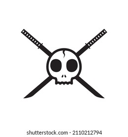 skull faces with cross swords logo design, vector graphic symbol icon sign illustration