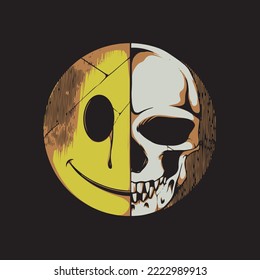 skull fake smile pop art