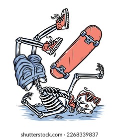 skull fall while playing skateboard