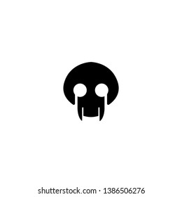 skull with fang logo vector, ant skull logo icon
