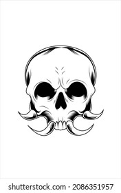 Skull con abanicos de ilustración vectorial