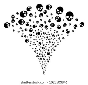 Skull festive fountain. Vector illustration style is flat iconic symbols. Object fountain combined from random symbols as skull fireworks.