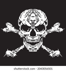 skull figure formed by a set of thematic elements - gestalt - Shark
