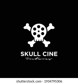 skull film strip logo icon design