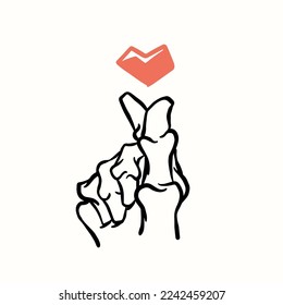 skull finger forming love sign illustration