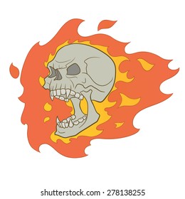 skull with fire