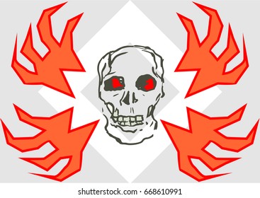 skull and fire