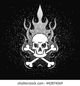 skull fire black