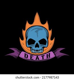 Skull Fire death illustration for tshirt jacket hoodie can be used for stickers etc