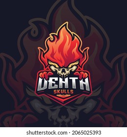 Diseño del logotipo Skull Fire Esport para el club de juegos