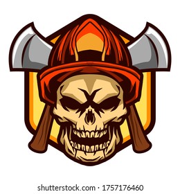 skull fire fighter isolated on white background