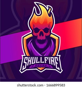 skull fire head mascot esport logo design