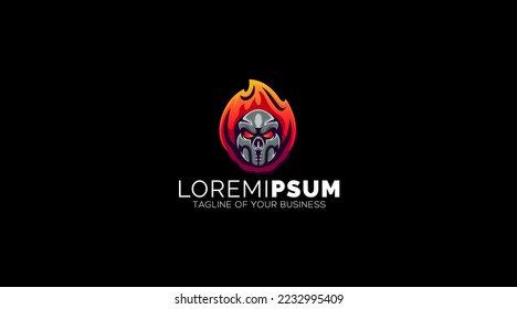 Skull Fire Icon Logo design vector