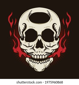 Skull with Fire Illustration detailed vector design