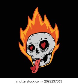 skull fire illustration print on t-shirts,jacket,souvenirs or tattoo free vector