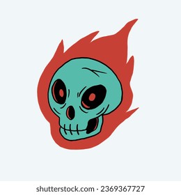 Skull and fire logo design