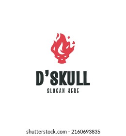 Skull fire logo design template 