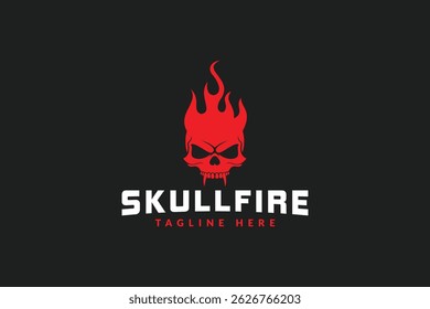 skull fire logo design template, logo icon vector silhouette illustration