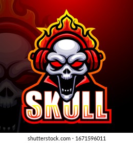 Skull fire mascot esport logo design