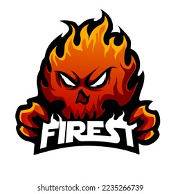 skull fire mascot esport logo design