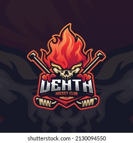 Skull Fire Mascot Logo Design For Hockey Club