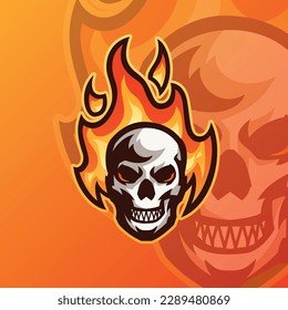 Skull and Fire Mascot logo with Gradient Background
