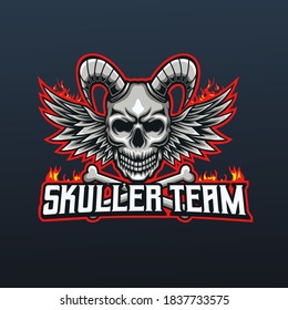Skull with fire mascot logo template