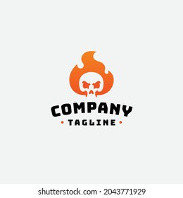 skull fire modern logo design