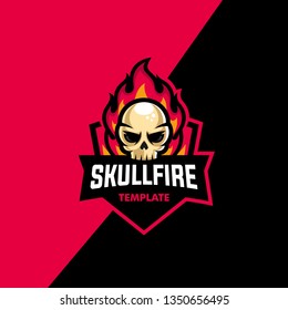 Skull Fire Sport Concept illustration vector Design template.  