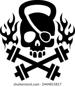 skull with fire in sporty style
